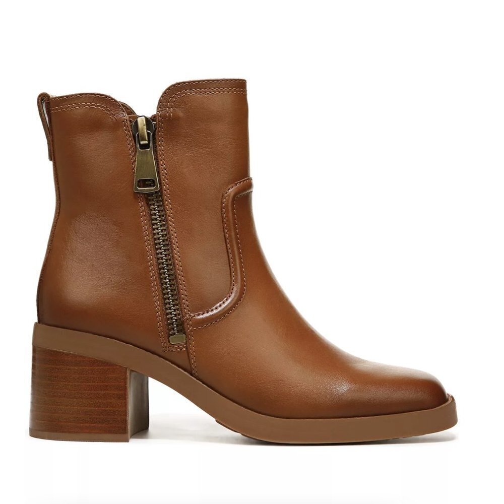 Naturalizer Emmy Block Heel Bootie in English Tea Leather (WIDE) - Picture 6 of 12